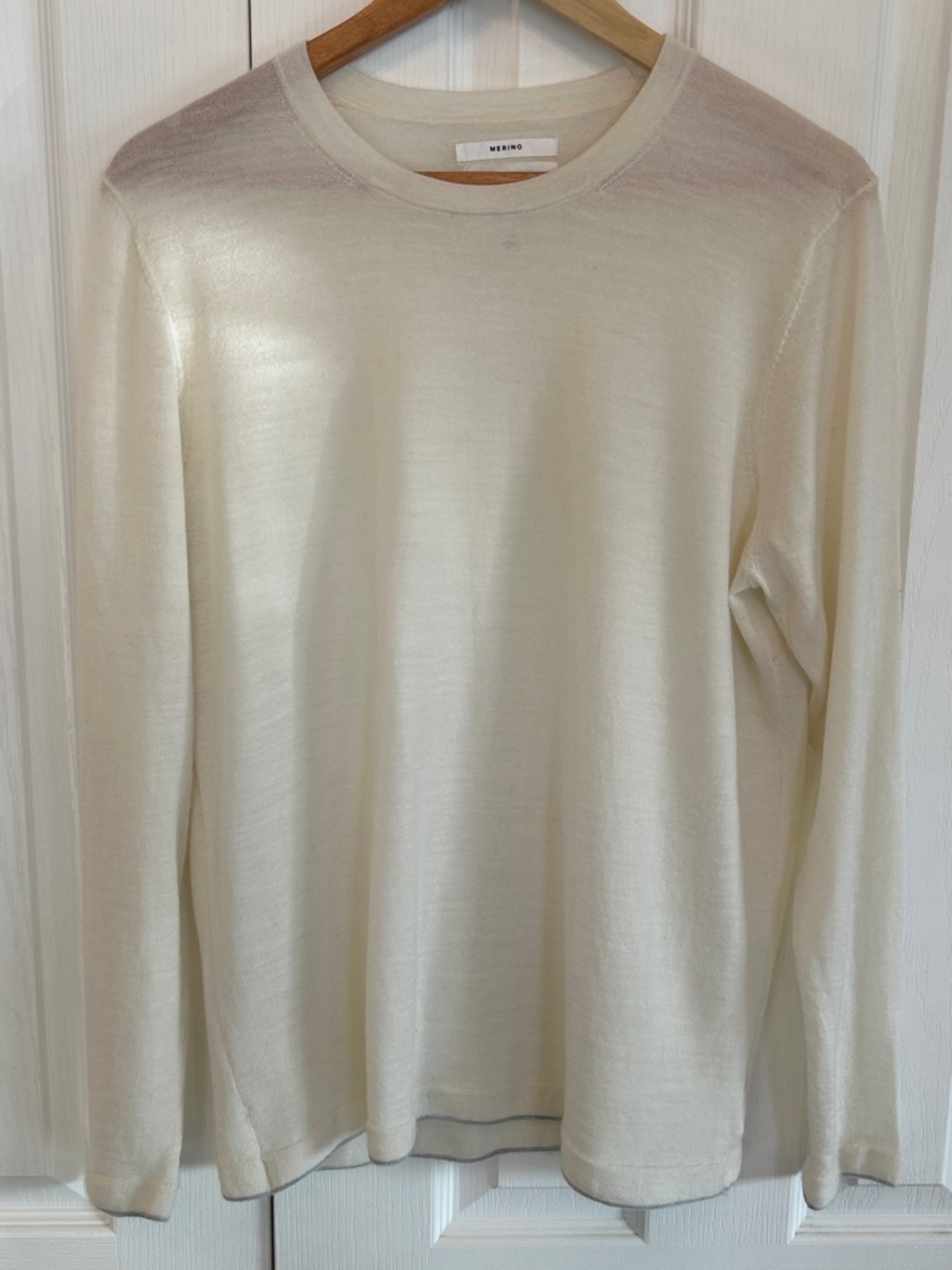 Hudson North Merino Wool Sweater L Cream Lightweight EUC